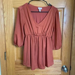 Burnt orange maternity shirt
